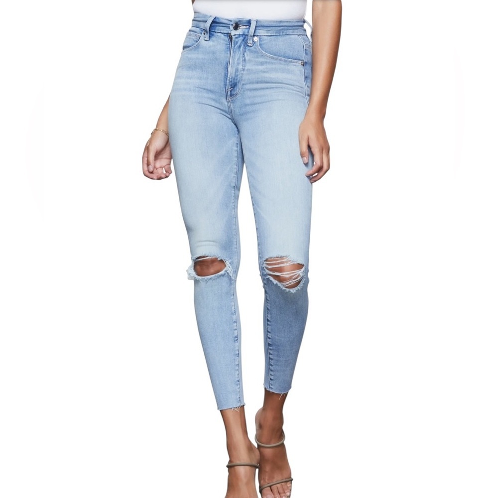 Good American Light Blue Distressed Skinny Jeans